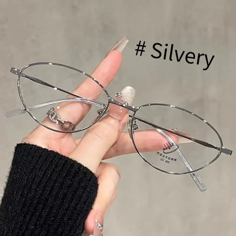 New High-end Ultra-light Reading Glasses Anti-blue Light Oval Metal Frame Presbyopia Glasses 0+1.0+1.5+2.0+2.5+3.0+3.5+4.0