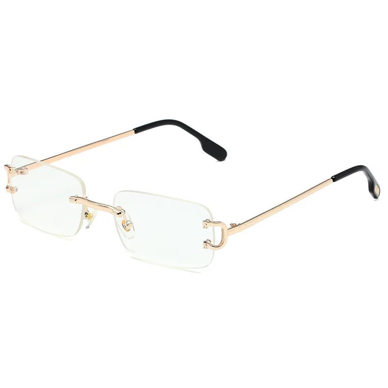 DDDLONG Fashion Small Metal Retro Rimless Sunglasses Women Classical Vintage Punk Sun Glasses Shades For Men Eyewear D459