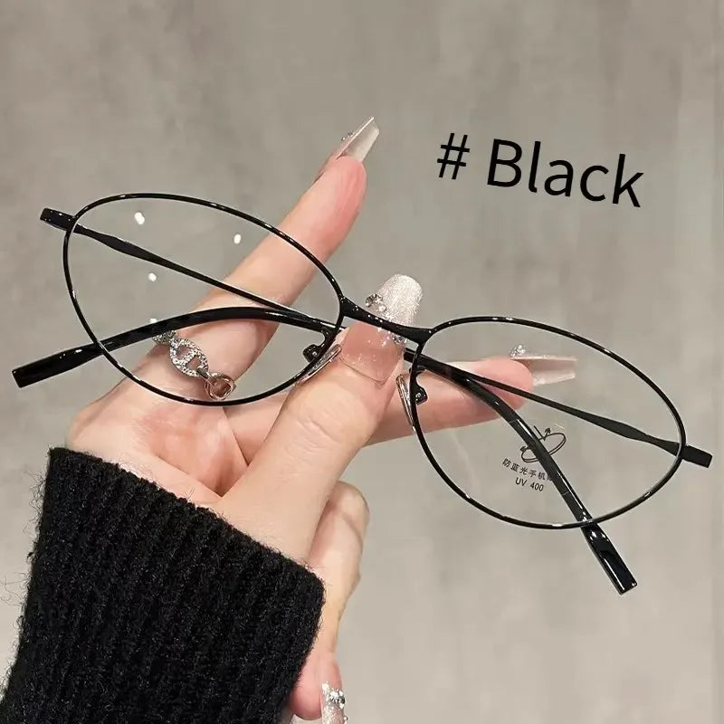 New High-end Ultra-light Reading Glasses Anti-blue Light Oval Metal Frame Presbyopia Glasses 0+1.0+1.5+2.0+2.5+3.0+3.5+4.0