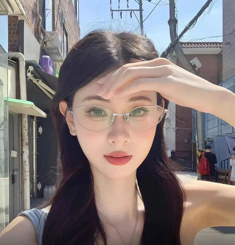 New High-end Ultra-light Reading Glasses Anti-blue Light Oval Metal Frame Presbyopia Glasses 0+1.0+1.5+2.0+2.5+3.0+3.5+4.0