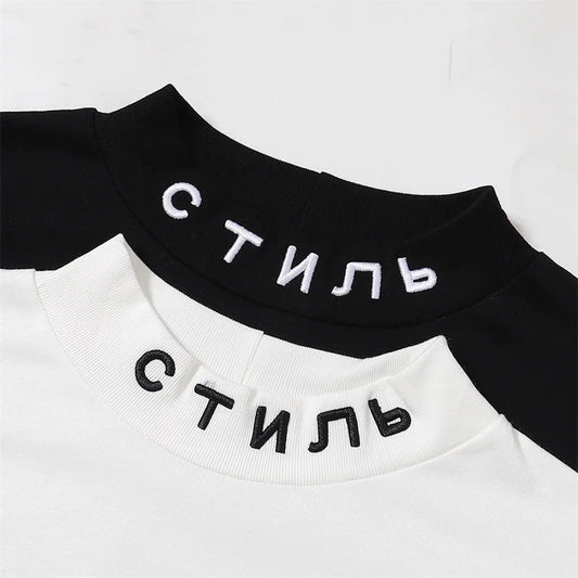 Black White Classic Letters Embroidery T-Shirt Men Women Simple Oversized Best Quality T Shirt Tops Casual Fashion Tees