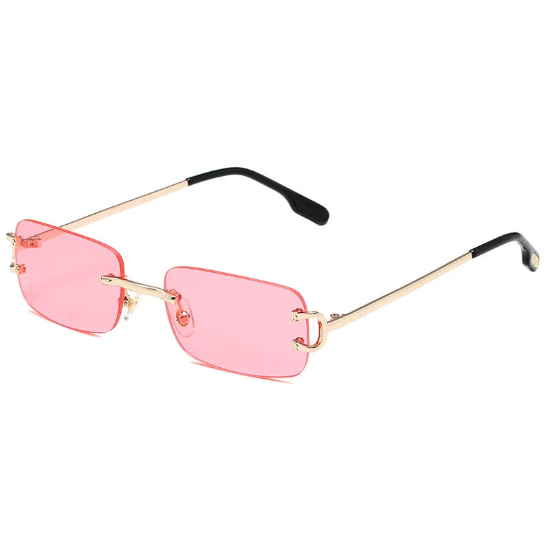 DDDLONG Fashion Small Metal Retro Rimless Sunglasses Women Classical Vintage Punk Sun Glasses Shades For Men Eyewear D459