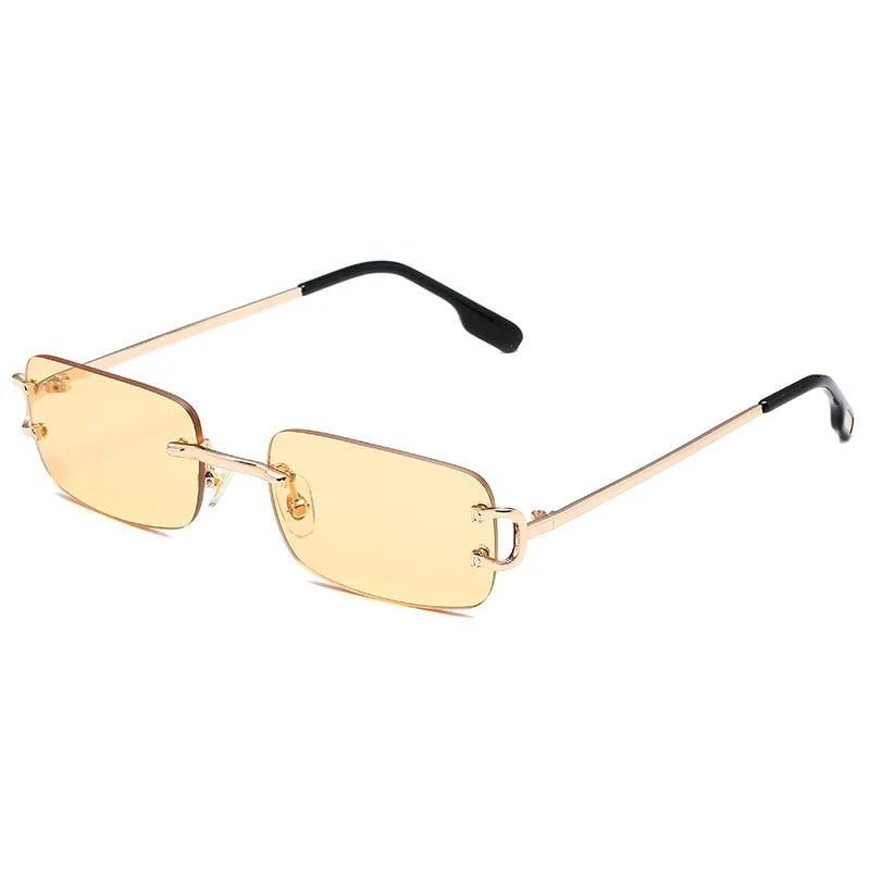 DDDLONG Fashion Small Metal Retro Rimless Sunglasses Women Classical Vintage Punk Sun Glasses Shades For Men Eyewear D459