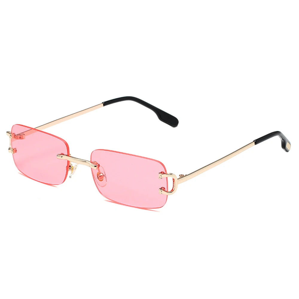 DDDLONG Fashion Small Metal Retro Rimless Sunglasses Women Classical Vintage Punk Sun Glasses Shades For Men Eyewear D459