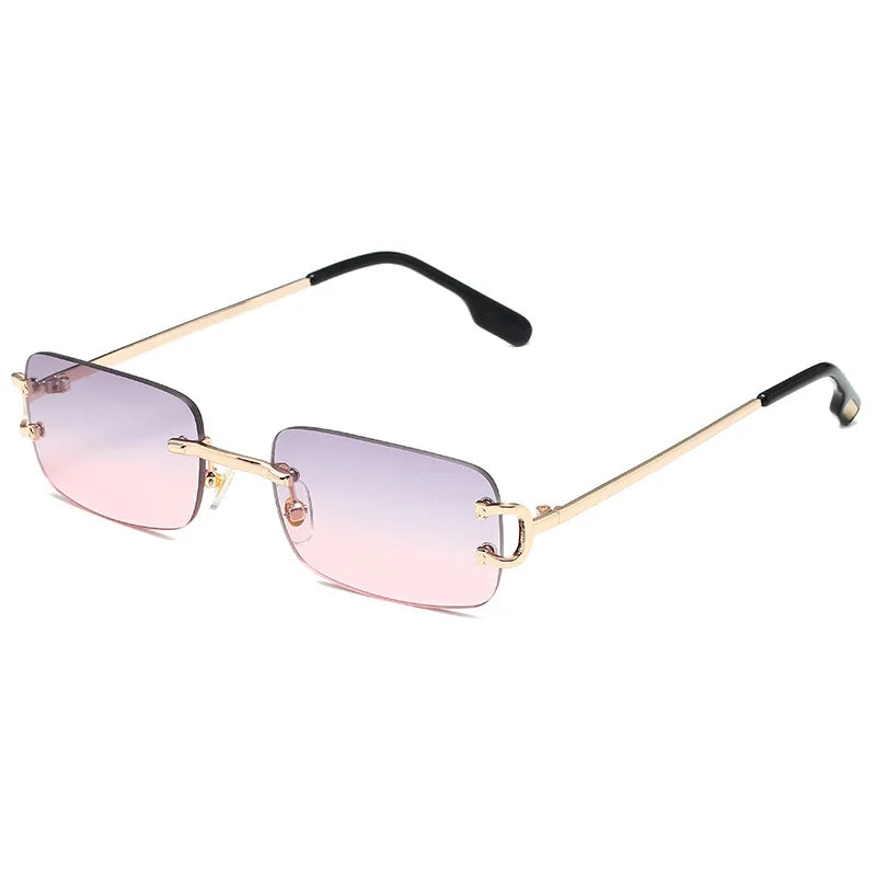 DDDLONG Fashion Small Metal Retro Rimless Sunglasses Women Classical Vintage Punk Sun Glasses Shades For Men Eyewear D459