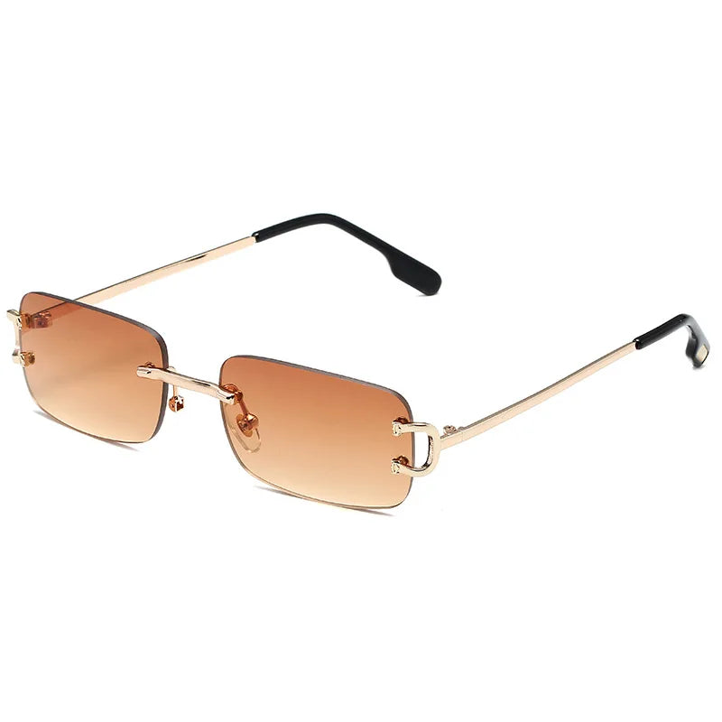 DDDLONG Fashion Small Metal Retro Rimless Sunglasses Women Classical Vintage Punk Sun Glasses Shades For Men Eyewear D459