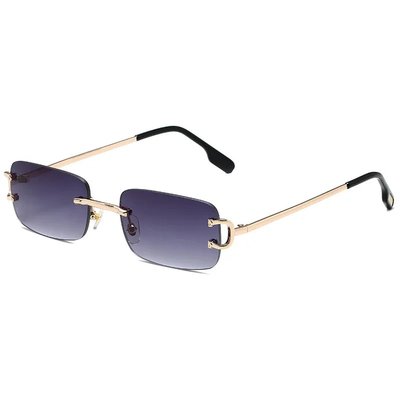 DDDLONG Fashion Small Metal Retro Rimless Sunglasses Women Classical Vintage Punk Sun Glasses Shades For Men Eyewear D459
